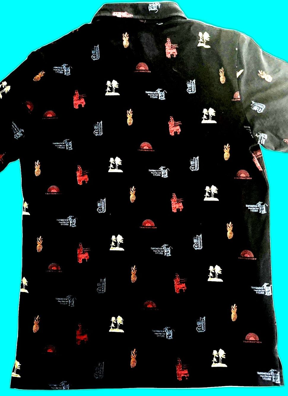 Travis Mathew Natures Finest Black Polo Shirt Medium Cocktails Party Animal - Picture 3 of 5